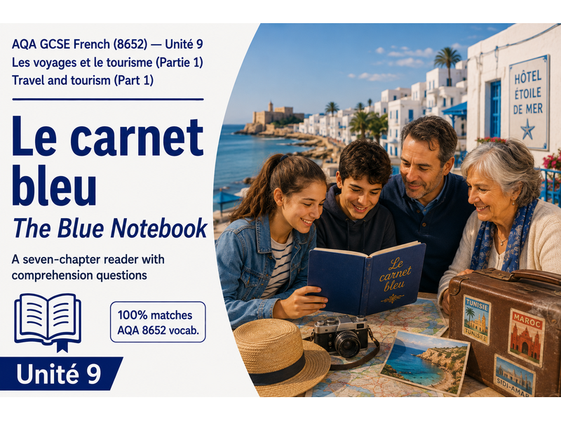GCSE FRENCH SHORT STORY: AQA 8652 New GCSE - Les voyages et le tourisme (PART 1) - AQA New SPEC