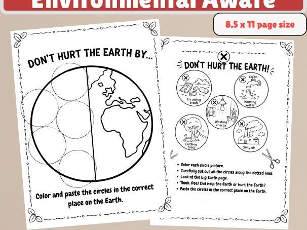 Earth Day Activities for Kids | Cut & Paste, Coloring & Writing Workbook