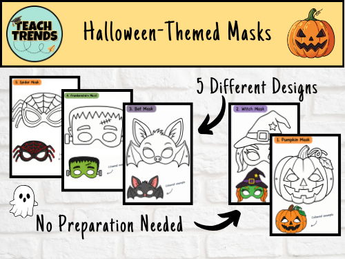 Halloween Mask Colouring Activity – KS1 & KS2 Art and Craft Resource