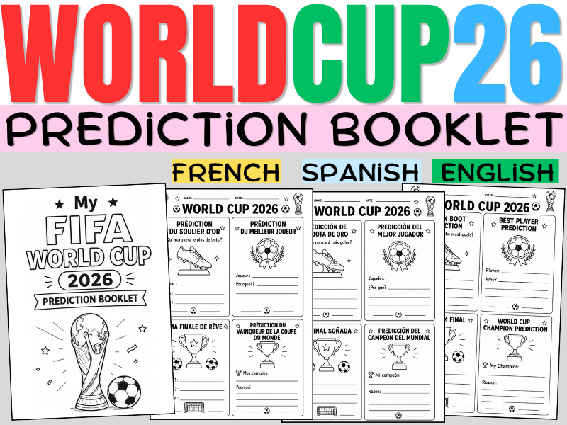 World Cup 2026 Prediction Booklet | English, French & Spanish Football Prediction Activities