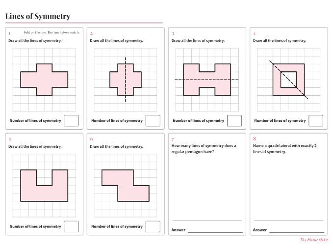Lines of Symmetry Worksheet GCSE Maths