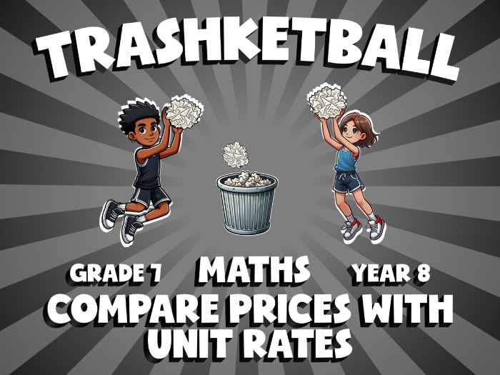 Compare Prices with Unit Rates TRASHKETBALL Maths Game | No-Prep Year 8 Review Activity