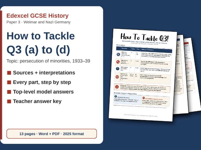 Edexcel GCSE Weimar/Nazi Germany Q3 Persecution 1933–39 Workbook