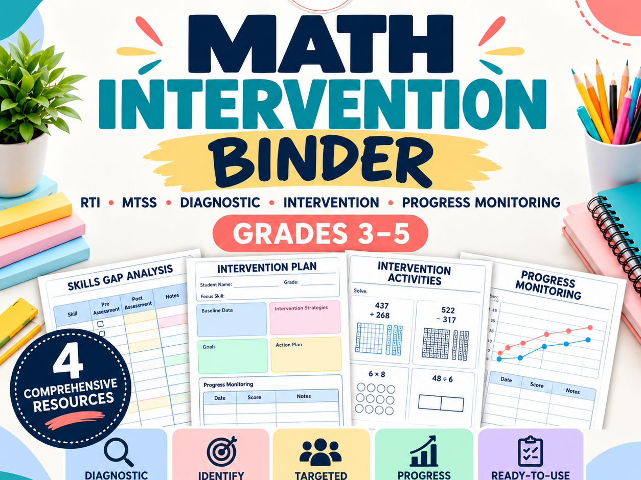 Math Intervention Bundle Grades 3–5 | RTI MTSS Assessment & Progress Monitoring