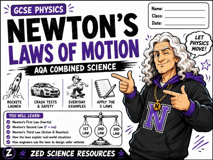 GCSE Physics Newton's Laws of Motion | AQA Combined Science | PowerPoint, Worksheet & Answers