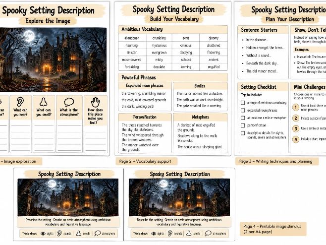 Spooky Setting Description KS2 | Creative Writing, Vocabulary & Figurative Language