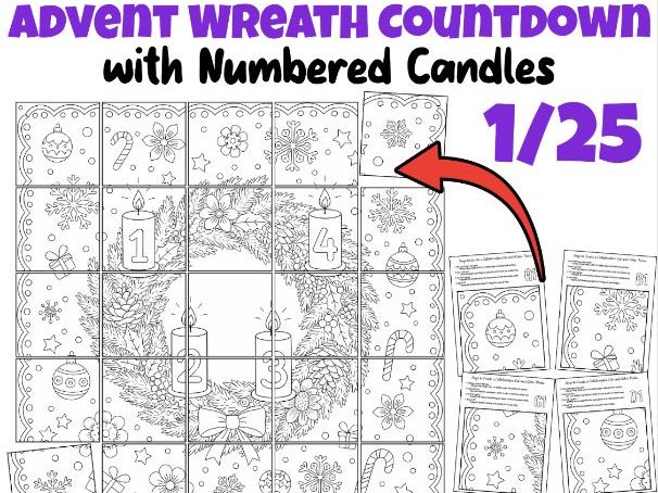 Advent Wreath Countdown with Numbered Candles | Christmas Collaborative Poster