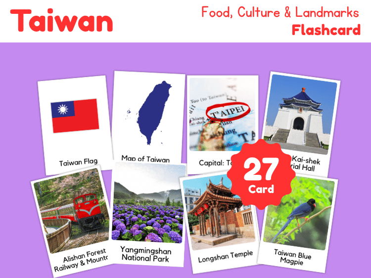 Taiwan Flashcards | 27 Printable Geography & Culture Cards