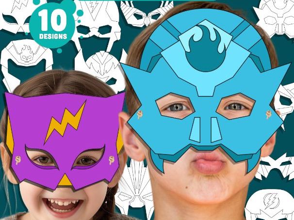 Super Hero Paper Mask Craft, Color Your Own Printable Masks, Wearable Mask Activity
