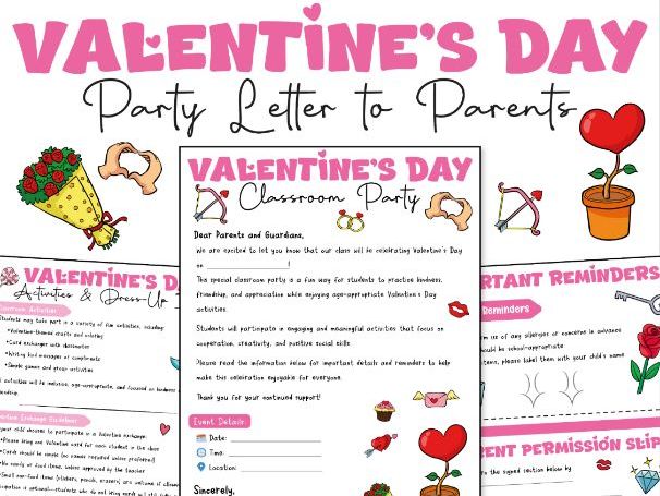 Valentine’s Day Party Letter to Parents | Editable Classroom Celebration Letter