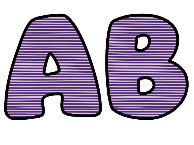 Thin Purple White Stripes Alphabet Letters | Classroom Bulletin Board Display, A-Z 0-9 and Signs