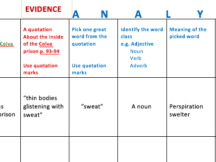 Andy Mulligan - Trash - Prison description PEA / PEE planning sheet