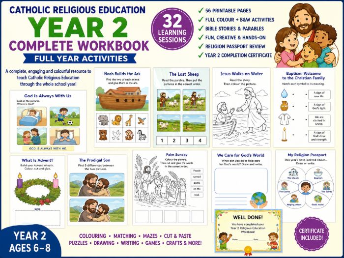 Catholic Religious Education – Year 2 Complete Workbook  Full Year Activities