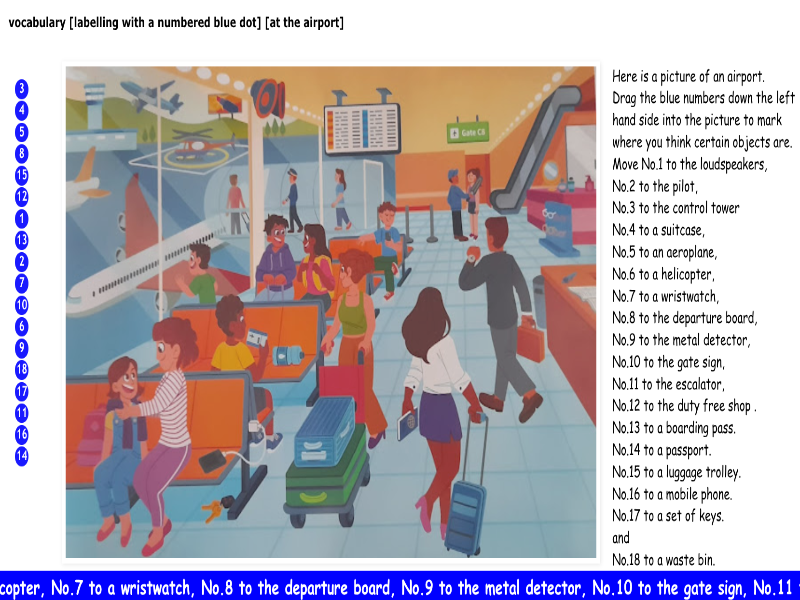 vocabulary [labelling with a numbered blue dot] [airport]
