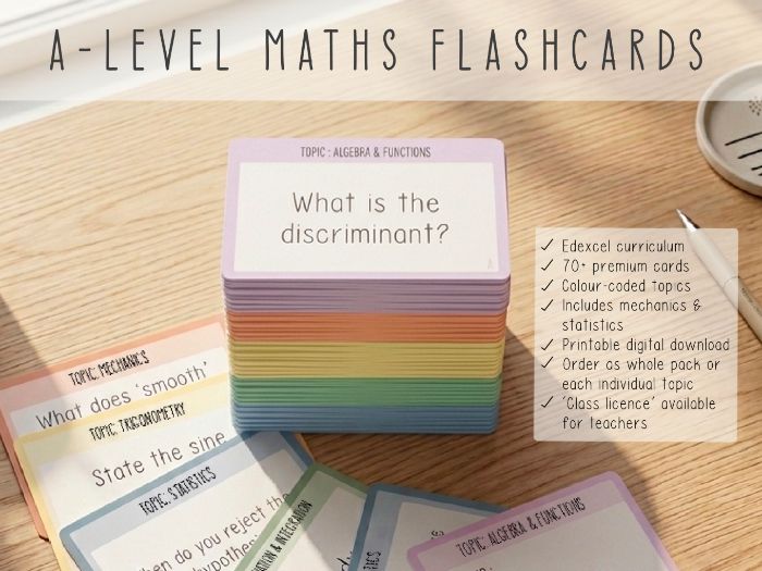 ULTIMATE A-Level Maths Revision Bundle | 70+ Flashcards | Edexcel Pure & Applied | Whole Syllabus