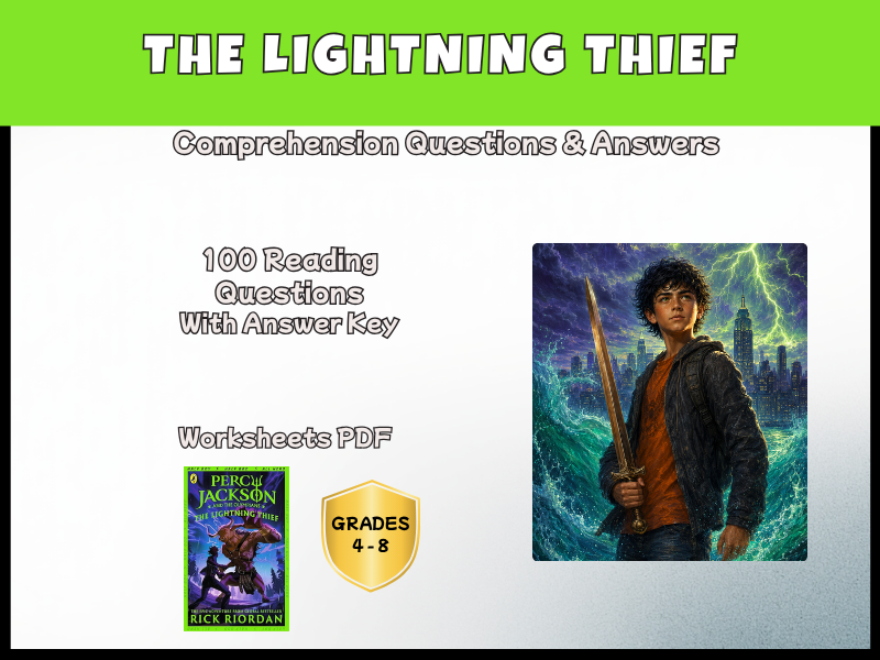 Percy Jackson The Lightning Thief Reading Comprehension | KS2 KS3 | Years 5–9 English Worksheets PDF