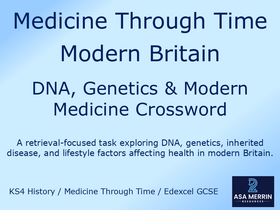 GCSE Medicine Through Time | Modern | Causes Crossword | Retrieval Practice