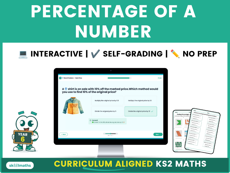 Percentages  Year 6 Interactive Digital Maths Lesson and Activities