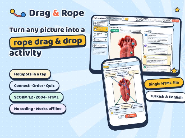 Drag & Rope: Make Your Own Rope Drag & Drop Activities (SCORM & HTML)