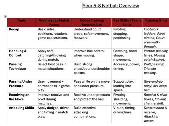 Netball Termly Overview