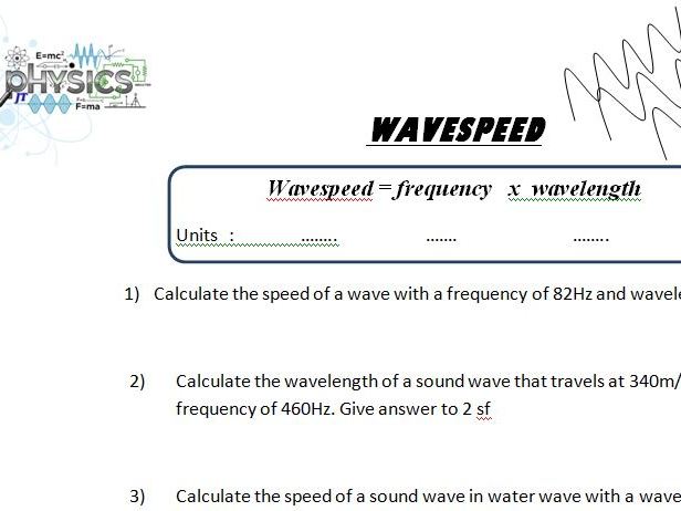 Wavespeed formula Calculations