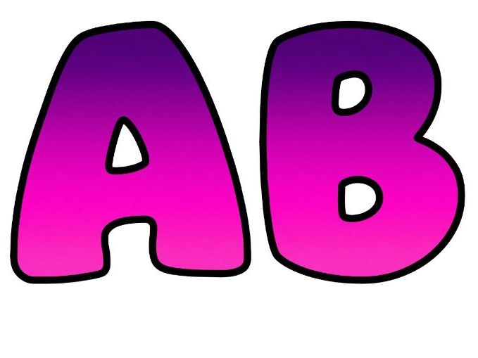 Purple Pink Bubble Letters | Plain Colour Bulletin Board Letters | Printable Alphabet A-Z and 0-9