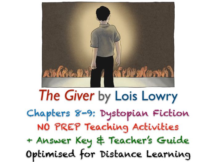 The Giver (Lois Lowry) - Chapters 8-9 - Dystopian Fiction - ACTIVITIES + ANSWERS