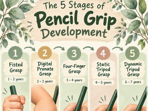 The 5 Stages of Pencil Grip Development – Visual Classroom Poster