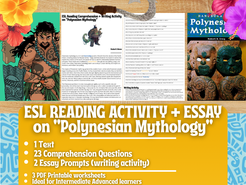 ESL Reading Comprehension + Writing Activity Worksheets - Polynesian Mythology