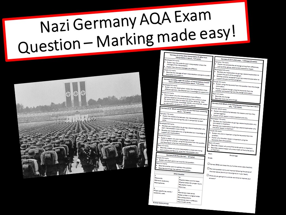 Nazi Germany 91 AQA Exam Question marking sheet by historymissp