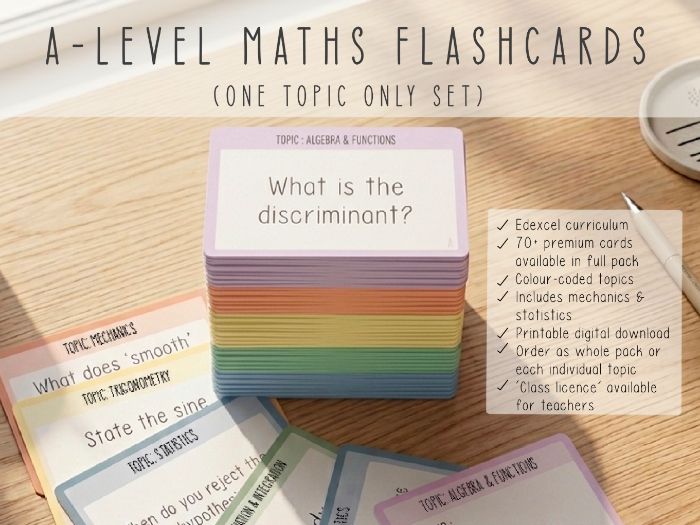 A-Level Maths Revision Flashcards: Algebra & Functions | Edexcel Aligned | Pure Mathematics
