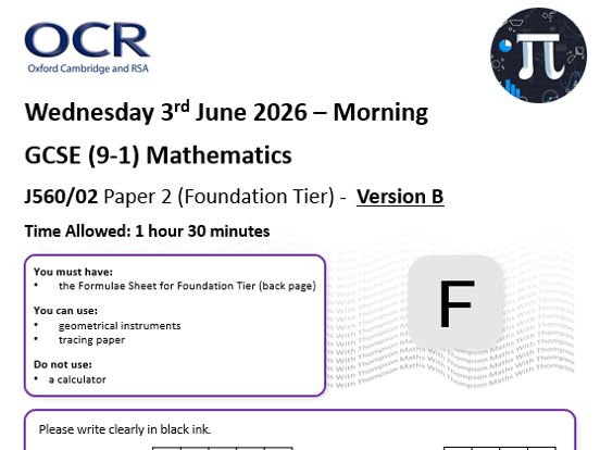 OCR Maths (F) - Predicted Paper 2 - 2026 (Version B)