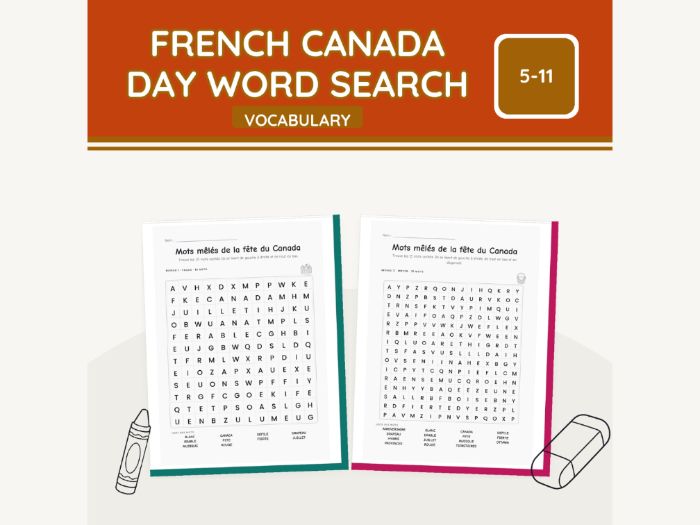 French Canada Day Word Search Puzzles | 8 pp