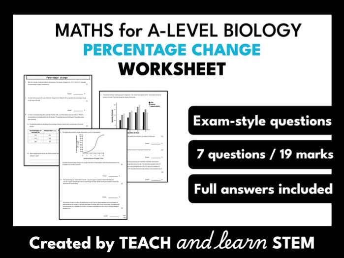 Percentage Change Worksheet | Maths for A-level Biology