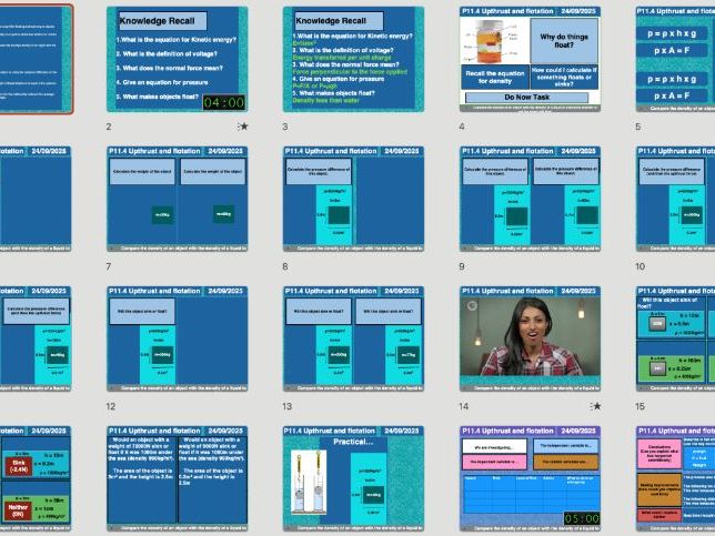 AQA GCSE Physics P11.4 – Upthrust & Flotation | Editable Lessons, Worksheets & Answers + Free AI Mar