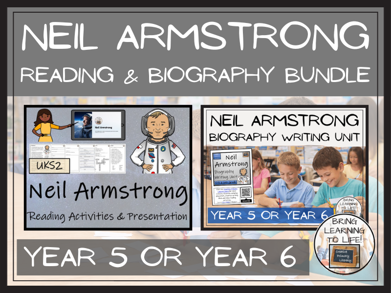 Neil Armstrong Reading Comprehension and Biography Bundle | UKS2