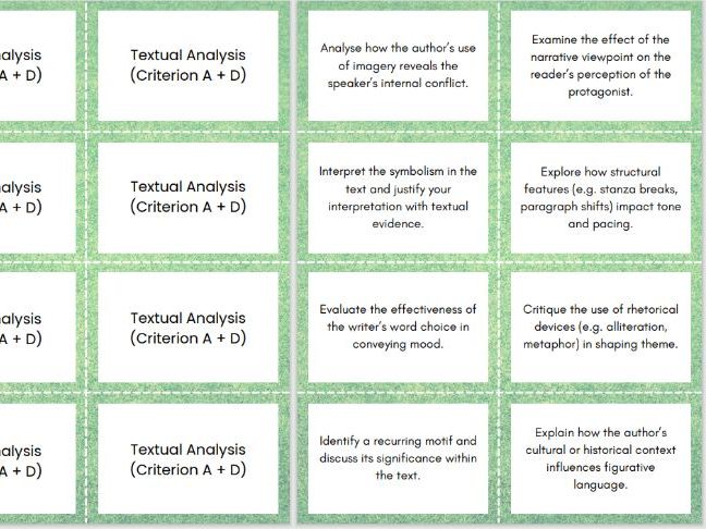 MYP English A Task Cards - Criteria Aligned