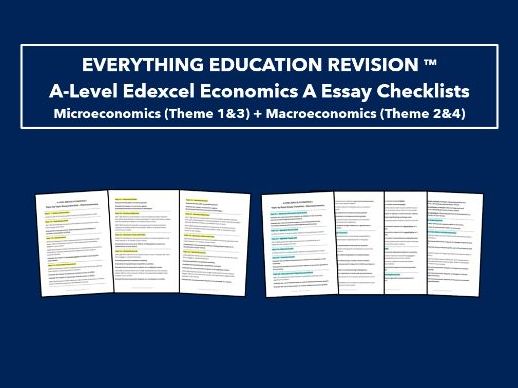 A-Level Edexcel Economics A Specification Essay Question Checklists Bundle for All Themes 1-4