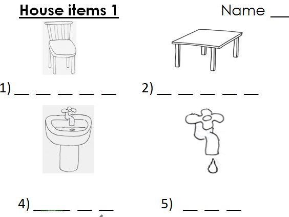 House items (identification spelling and handwriting)