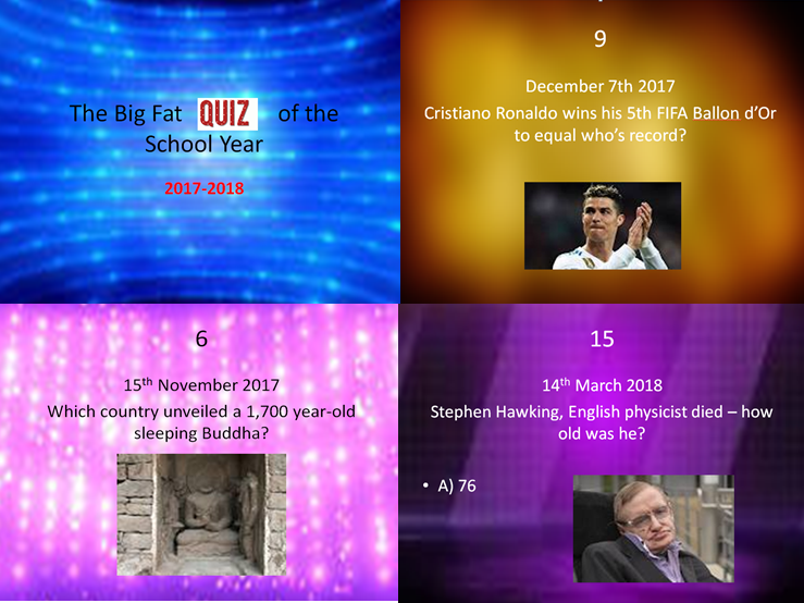 The Big Fat Quiz of the School Year 2017-2018 - great for end of term