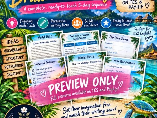 Yr6 GDS writing - 2 model texts- lessons for a full week- IWB ready