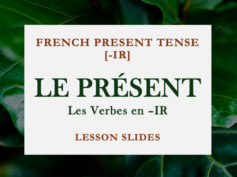 FRENCH PRESENT TENSE | -IR VERBS | LE PRÉSENT | COMPLETE LESSON | 19 SLIDES