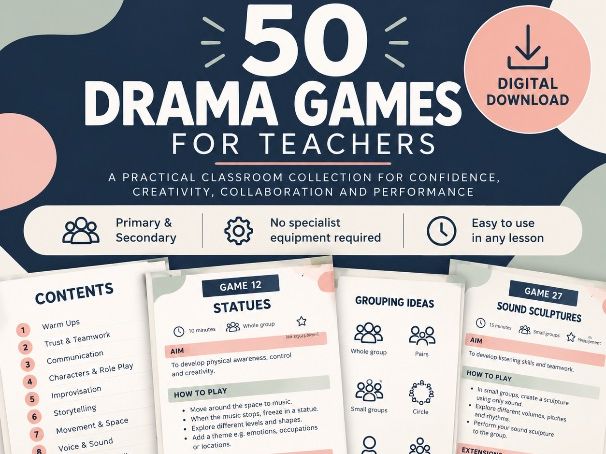 50 Drama Games for Teachers | Secondary School Theatre Resource (Digital Download)