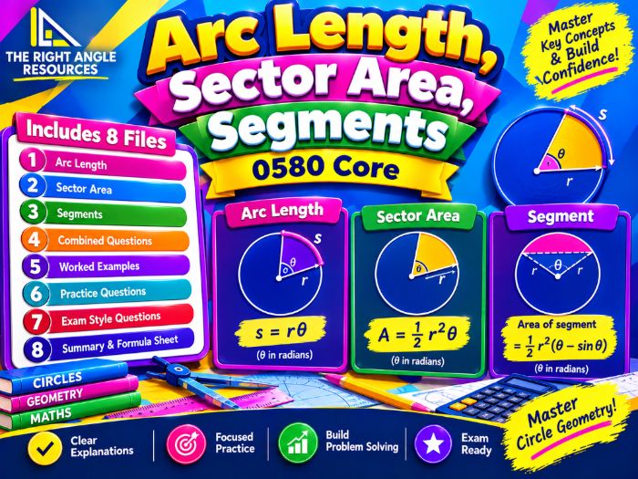 Arc Length, Sector Area & Segments Complete Bundle | IGCSE 0580 Core & Extended