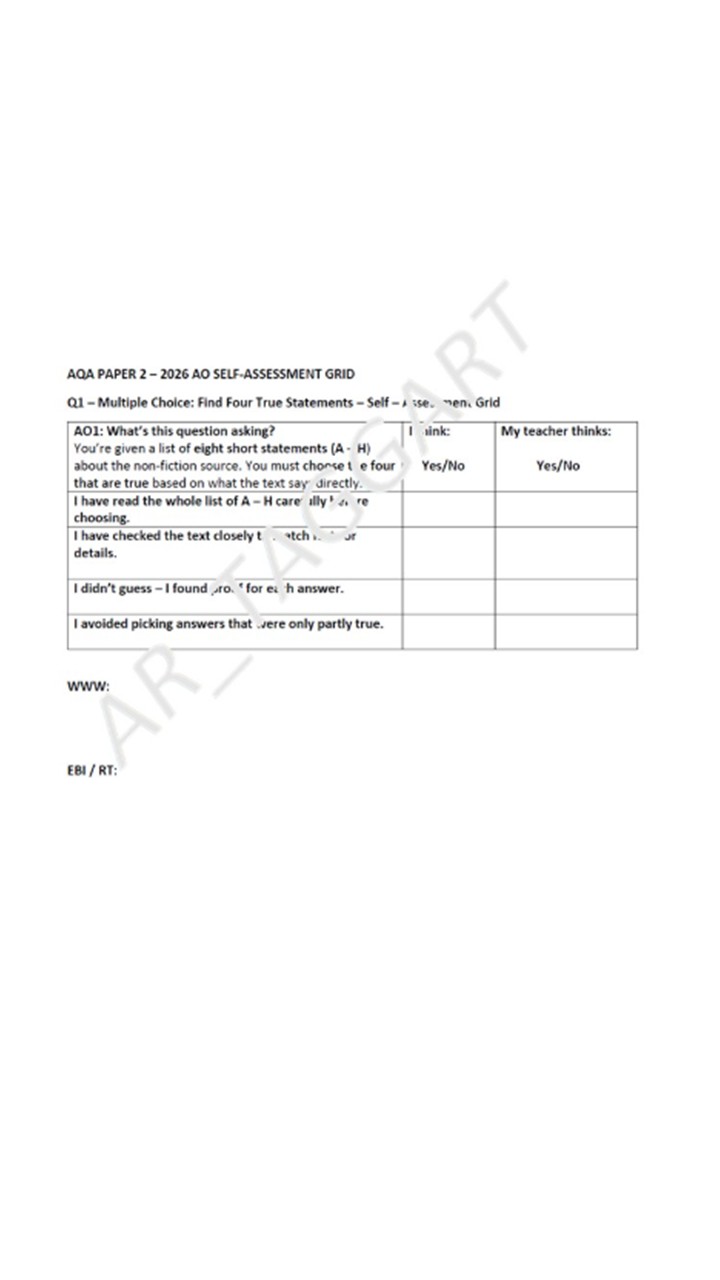 One AQA 2026 English Language Paper 2 Mock | AO Grids - (inf ...