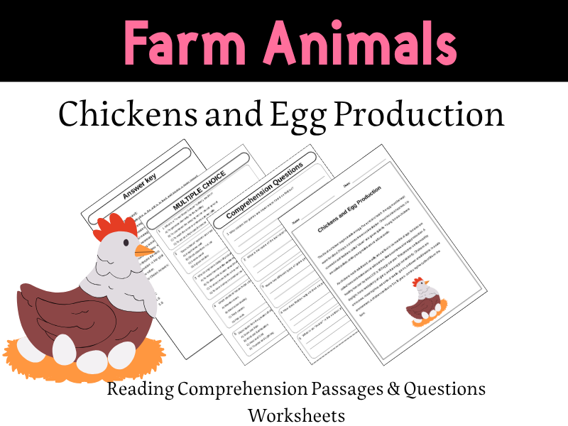 Chickens and Egg Production Reading Comprehension Passages & Questions Worksheets