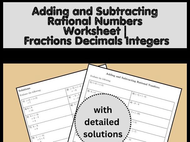 Adding and Subtracting Rational Numbers Worksheet | Fractions Decimals Integers