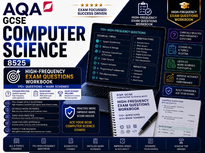 AQA GCSE Computer Science 8525 High-Frequency Exam Questions Workbook | 170+ Questions Mark Schemes