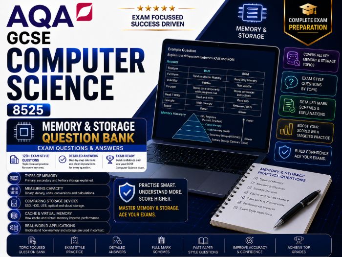 AQA GCSE Computer Science (8525) Memory & Storage Question Bank | Exam Questions & Answers