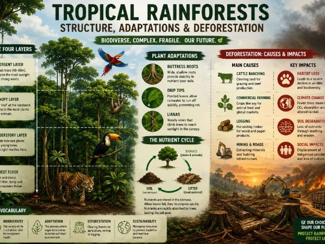 GCSE Geography: Tropical Rainforests – Structure, Adaptations & Deforestation Lesson Pack (AQA / Ede